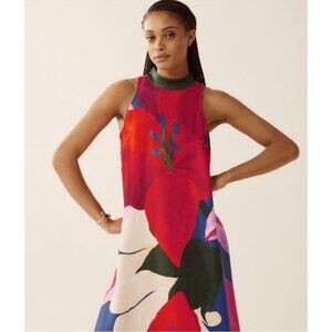 NWT Size XL  - Farm Rio Halter Maxi Dress Bold Red Floral (NWT US$ 230)